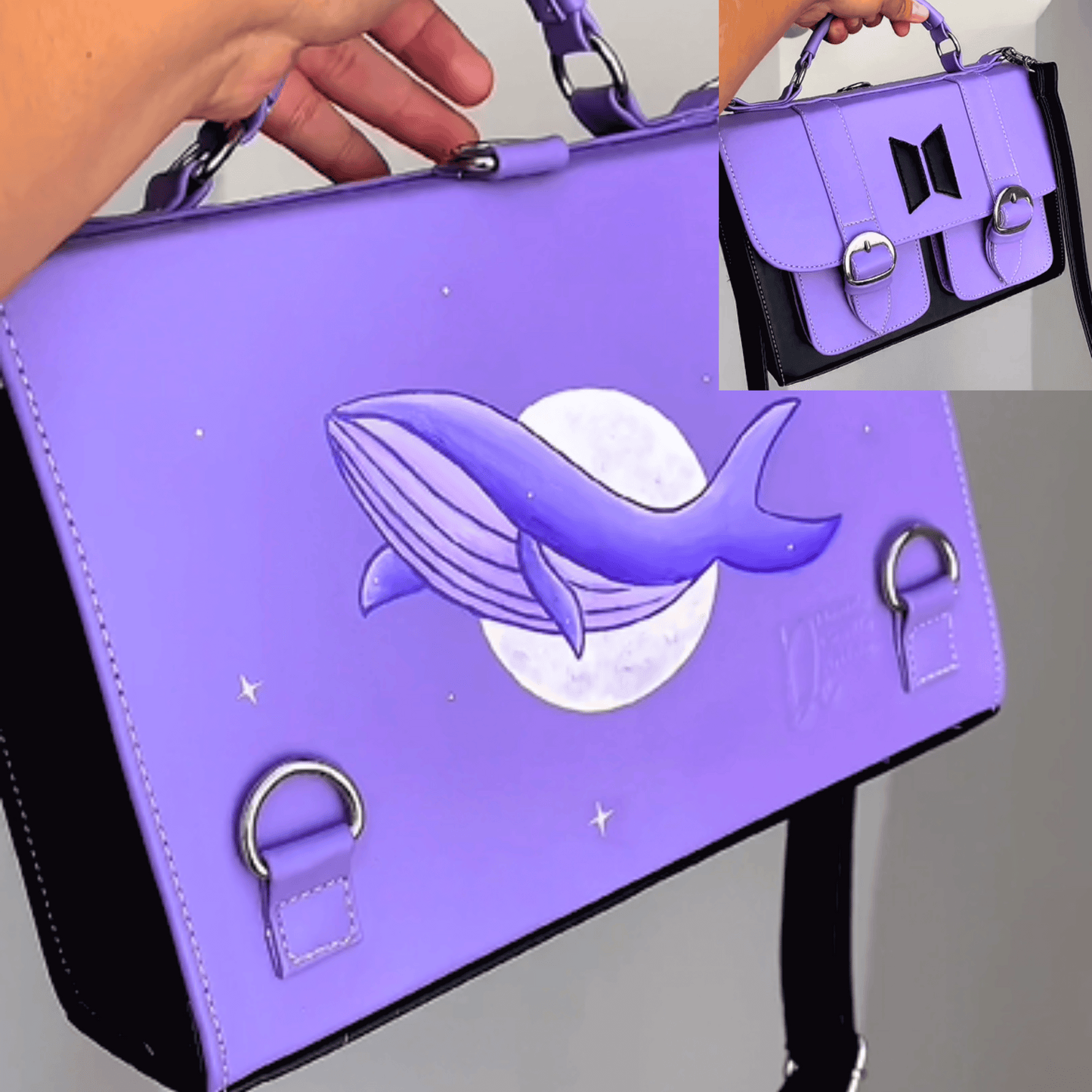 Exclusivo: Bolsa Bag Tote BTS BT21 Pintura Personalizada com Alça Regulável e de Mão Tamanho M + *BRINDES 1x Chaveiro* - EDIÇÃO LIMITADA