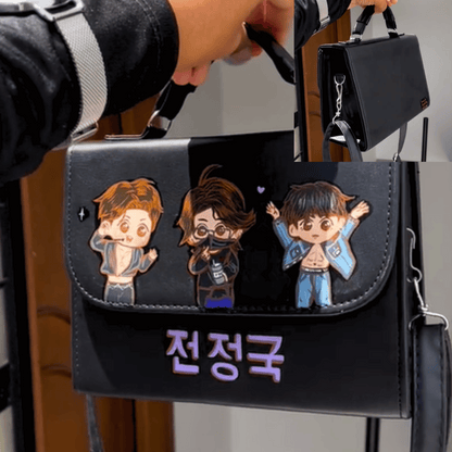 Exclusivo: Bolsa Bag Tote BTS BT21 Pintura Personalizada com Alça Regulável e de Mão Tamanho M + *BRINDES 1x Chaveiro* - EDIÇÃO LIMITADA