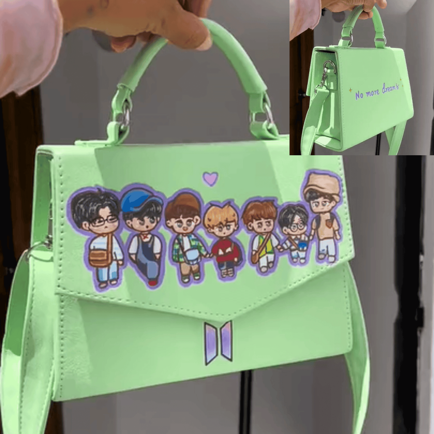 Exclusivo: Bolsa Bag Tote BTS BT21 Pintura Personalizada com Alça Regulável e de Mão Tamanho M + *BRINDES 1x Chaveiro* - EDIÇÃO LIMITADA